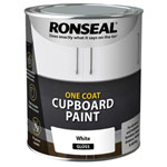 Ronseal 37498 One Coat Cupboard Paint White Gloss 750ml