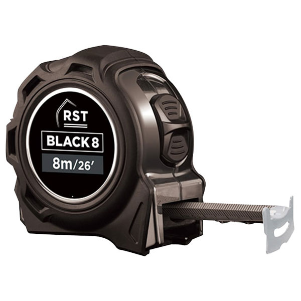 RST RSTBLACK8 Black Tape Measure 8m/26ft (Width 25mm)