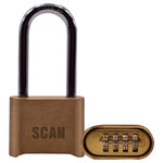 Scan ZA116-1L Brass Combination Padlock 50mm Long Shackle