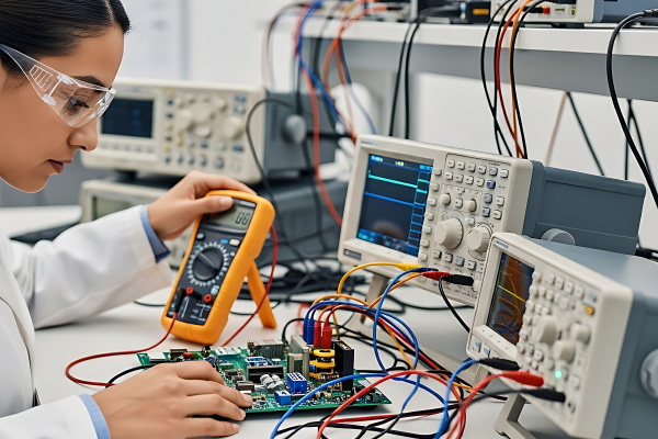 Women using bench test equipment