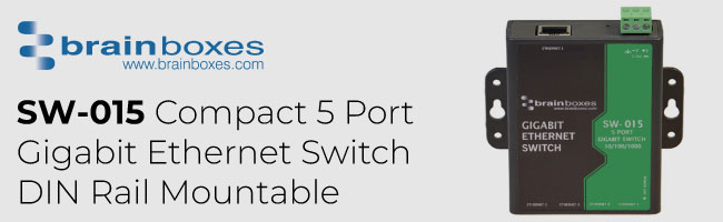 SW-015 Compact 5 Port Gigabit Ethernet Switch DIN Rail Mountable