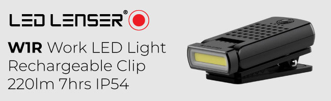 Ledlenser 502810 W1R Work LED Light Rechargeable Clip 220lm 7hrs IP54