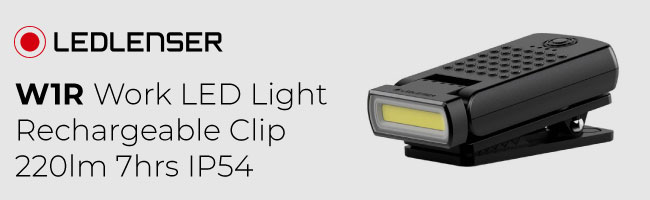 Ledlenser 502810 W1R Work LED Light Rechargeable Clip 220lm 7hrs IP54