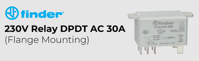Finder 66.82.8.230.4000 230V Relay DPDT AC 30A (Flange Mounting) 66.82
