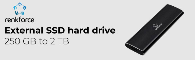 Black external SSD hard drive
