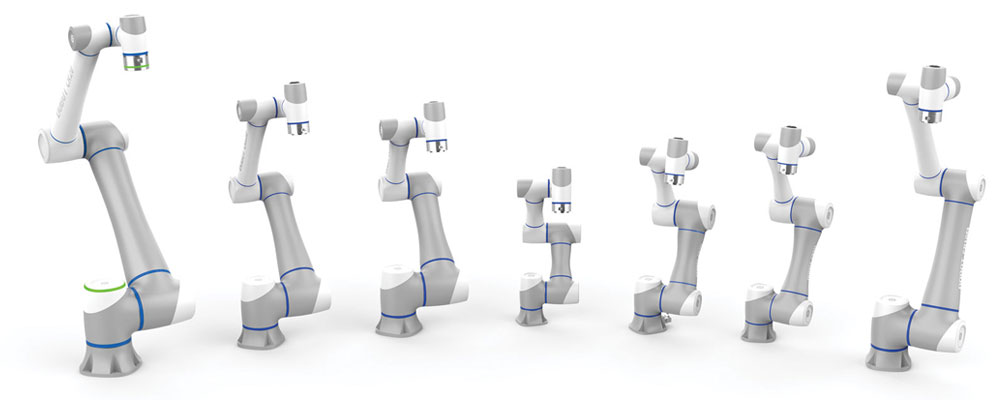Series of Dobot cobots lined up