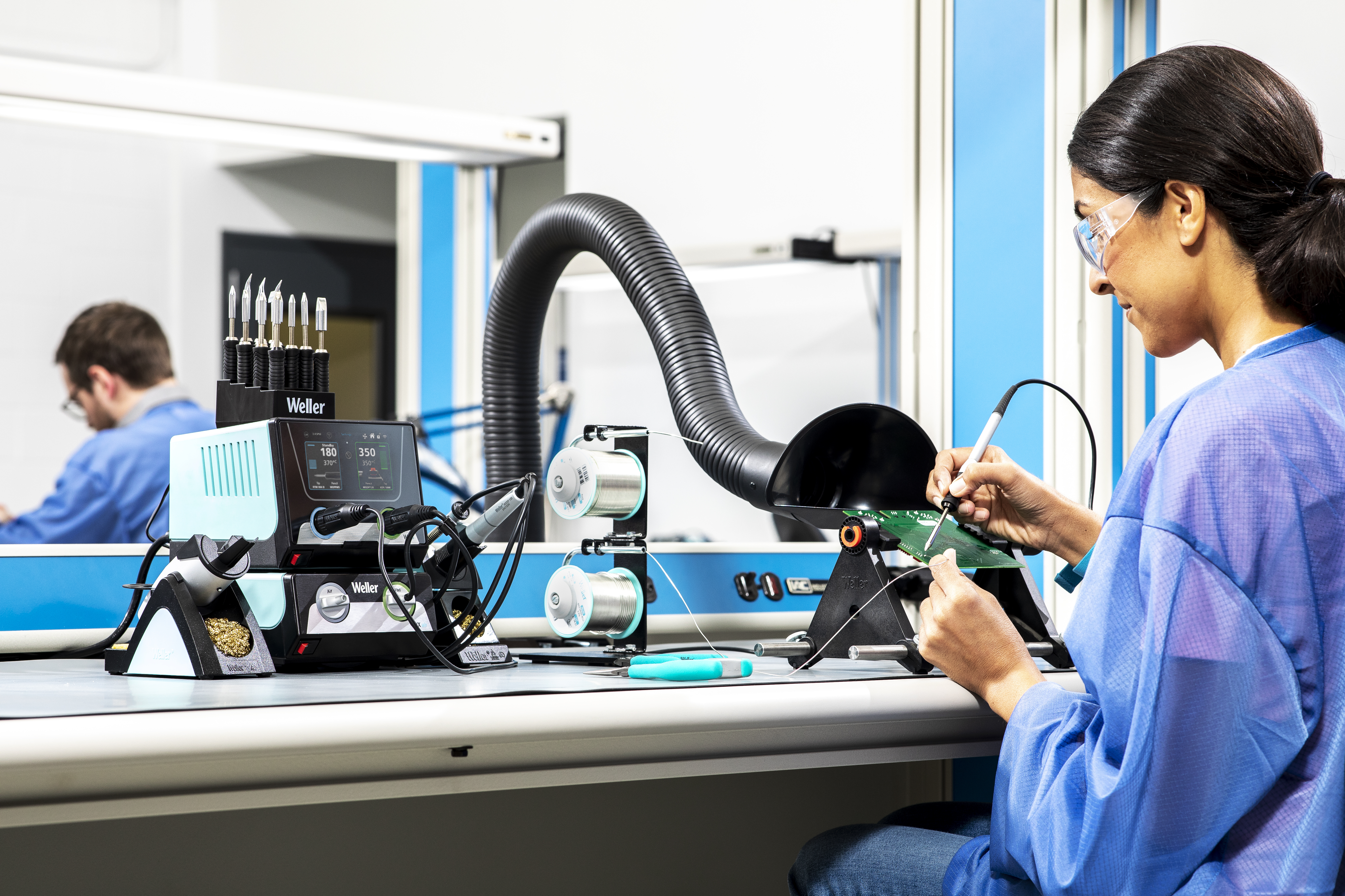 Weller soldering iron in action