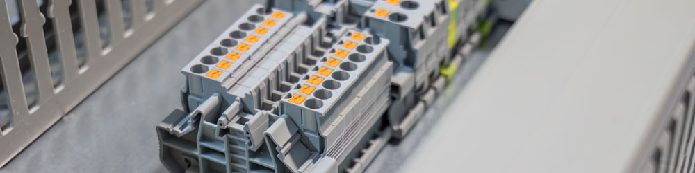 WAGO DIN rail terminal blocks showing the spring-pressure connection technology