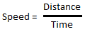 Speed = Distance/time
