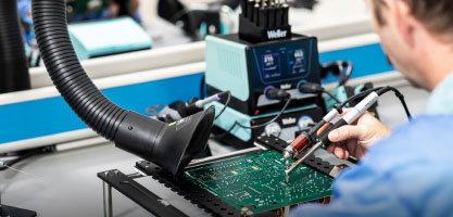 Weller soldering equipment in an industrial setting