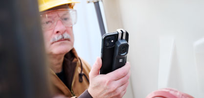 Engineer using Flir One Pro camera