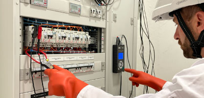 Technician testing with Chauvin Arnoux probes