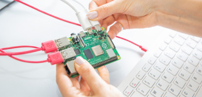 Raspberry Pi single board computer being used